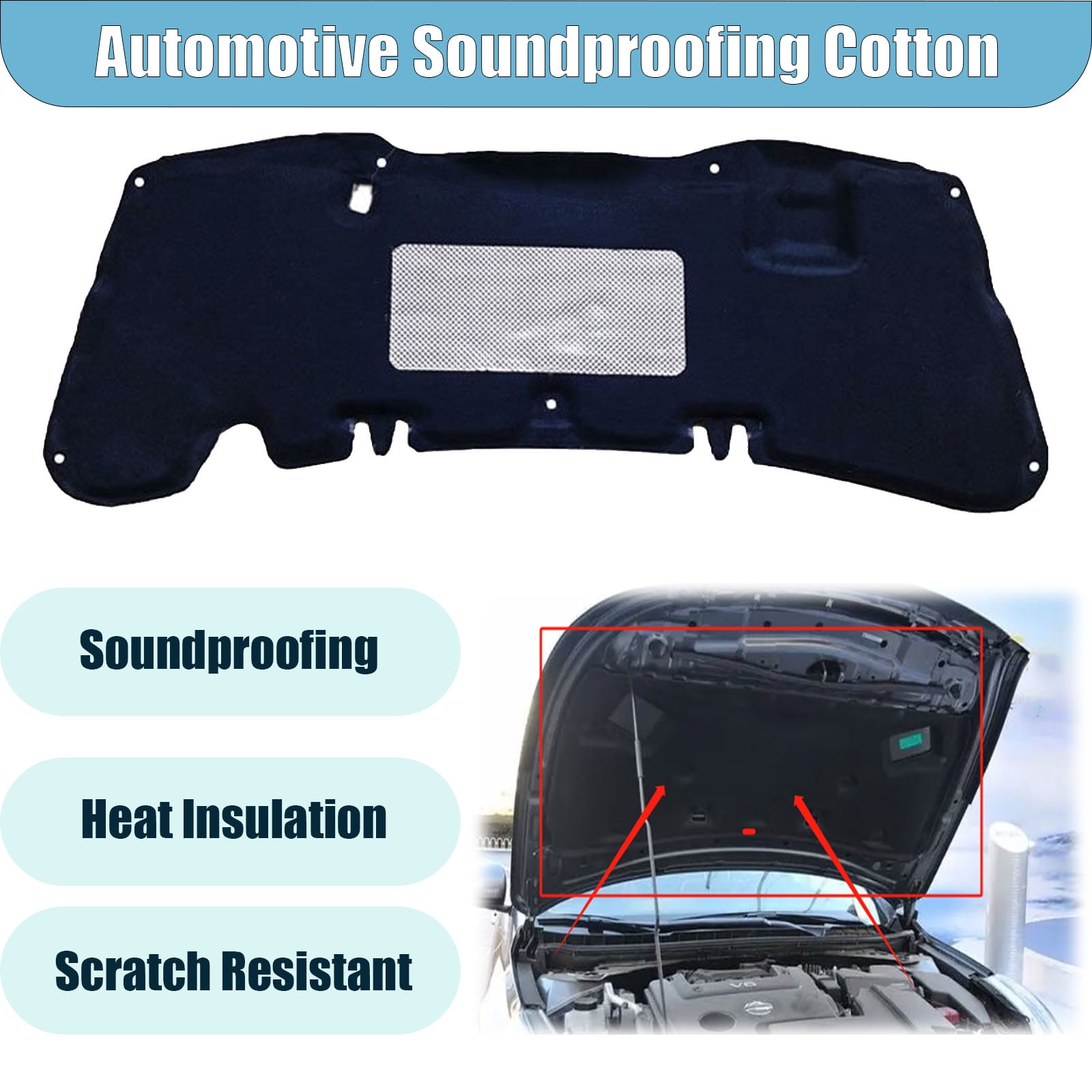 Car Engine Insulation Cotton, Front Engine Hood Sound Heat Insulation Cotton For Honda Civic 2006-2020, Soundproof Car Accessories-06-11Civic small aluminum foil