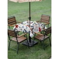 thumbnail image 2 of Square Outdoor Tablecloth With Umbrella Hole And Zipper– Patriotic Butterfly 4th of July Waterproof Patio Table Cover for Party, Picnic, Backyard, 54"x54" , Boho Floral Red White Blue, 2 of 8