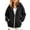 Black-1, variant on Girls Zip Up Hoodie Fleece Sweatshirt Jackets with Pocket Full-Zip,Hooded Design,Long Sleeve,Solid Color,Casual Jacket,Fall Winter,Back to School Wear