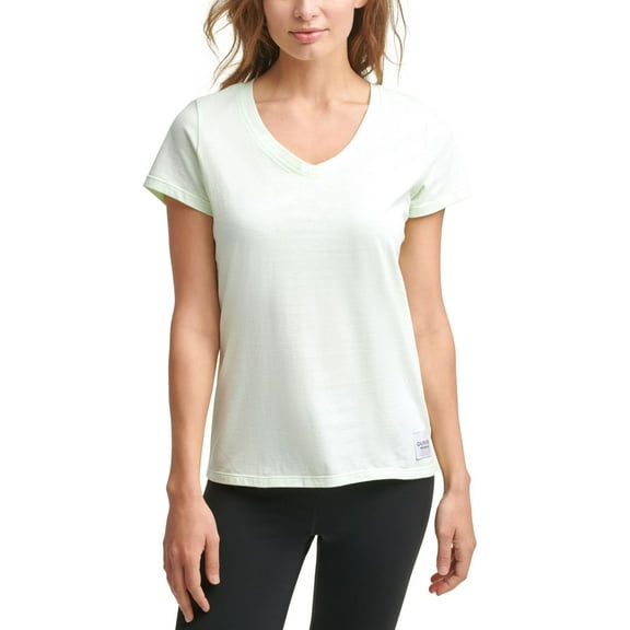 Calvin Klein Womens Performance Cotton V-Neck T-Shirt,Refresh,Small