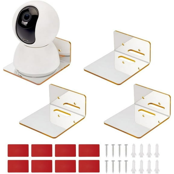 4 Sets Acrylic Floating Shelves Wall Mounted Display Golden Wall Shelves Small Shelf Display Hanging Shelves