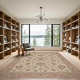 thumbnail image 2 of ODIKA 9'x12' Washable Area Rug Beige Pink Floral Medallion Design Elegant Vintage-Inspired Botanical for Great Room, Indoor Concept, Large Living Low Pile, Flatwoven, 2 of 7