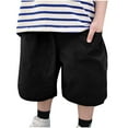 thumbnail image 3 of Bxsruta Toddler Boy Shorts, Children's Summer Casual Pants Comfortable Shorts Cropped Pants with Pockets Worn As Outerwear Pants, Black 9 Years, 3 of 4
