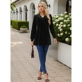 thumbnail image 2 of DARING DIVA Women's Velvet V Neck Long Sleeves Casual  Blouses L Black, 2 of 8