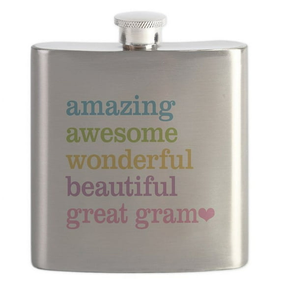 CafePress - Great Gram Amazing Awesome Flask - Stainless Steel Flask, 6oz Drinking Flask