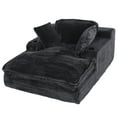 thumbnail image 3 of EOP 67'' Modern Oversized Chaise Lounge Chair Indoor, Plush Boneless Cloud Couch with Side Pockets & Cup Holders, Comfy Corduroy Sleeper Couch with Removable Pillows for Living Room, Black, 3 of 10