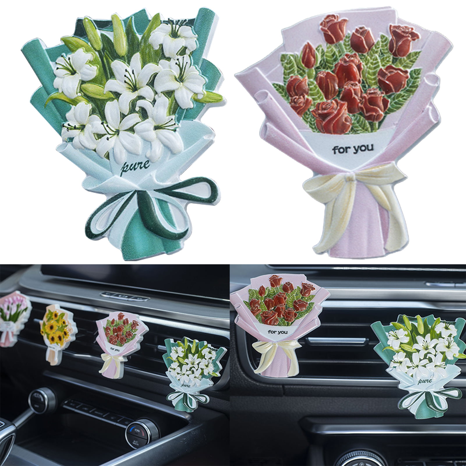 Mini Bouquet Car Hanger With Air Freshener by KK House july 2023