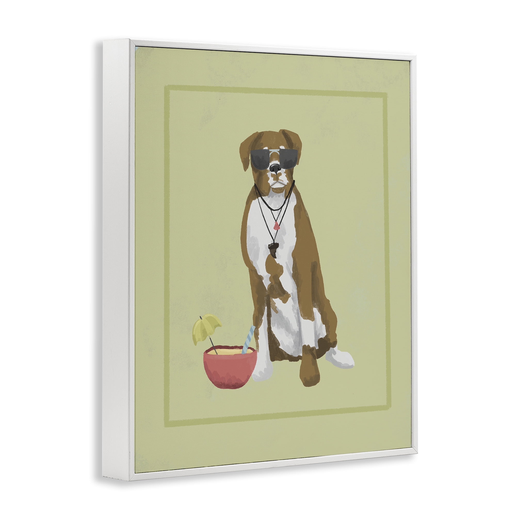 Stupell Industries Boxer Beach Day White Framed Giclee Art, design by Sadie Harper