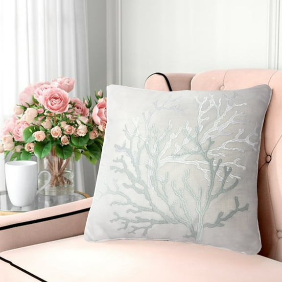 Blue Coral Decorative Pillow 17x17 inches