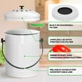 thumbnail image 4 of Plexon Countertop Compost Bin with Lid, White 1.5 Gallon Odorless Kitchen Compost Container, Steel Food Compost Bucket for Kitchen with Charcoal Filter, Compost Pail for Kitchen Countertop, 4 of 6