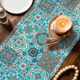thumbnail image 3 of Retro Middle Century Table Runner 72 Inches, Rustic Bohemia Style Aztec Blue Bed Runner Dresser Scarves Tabletop for Indoor Outdoor Parties/Ceremony/Banquet, 13" x 72", 3 of 8