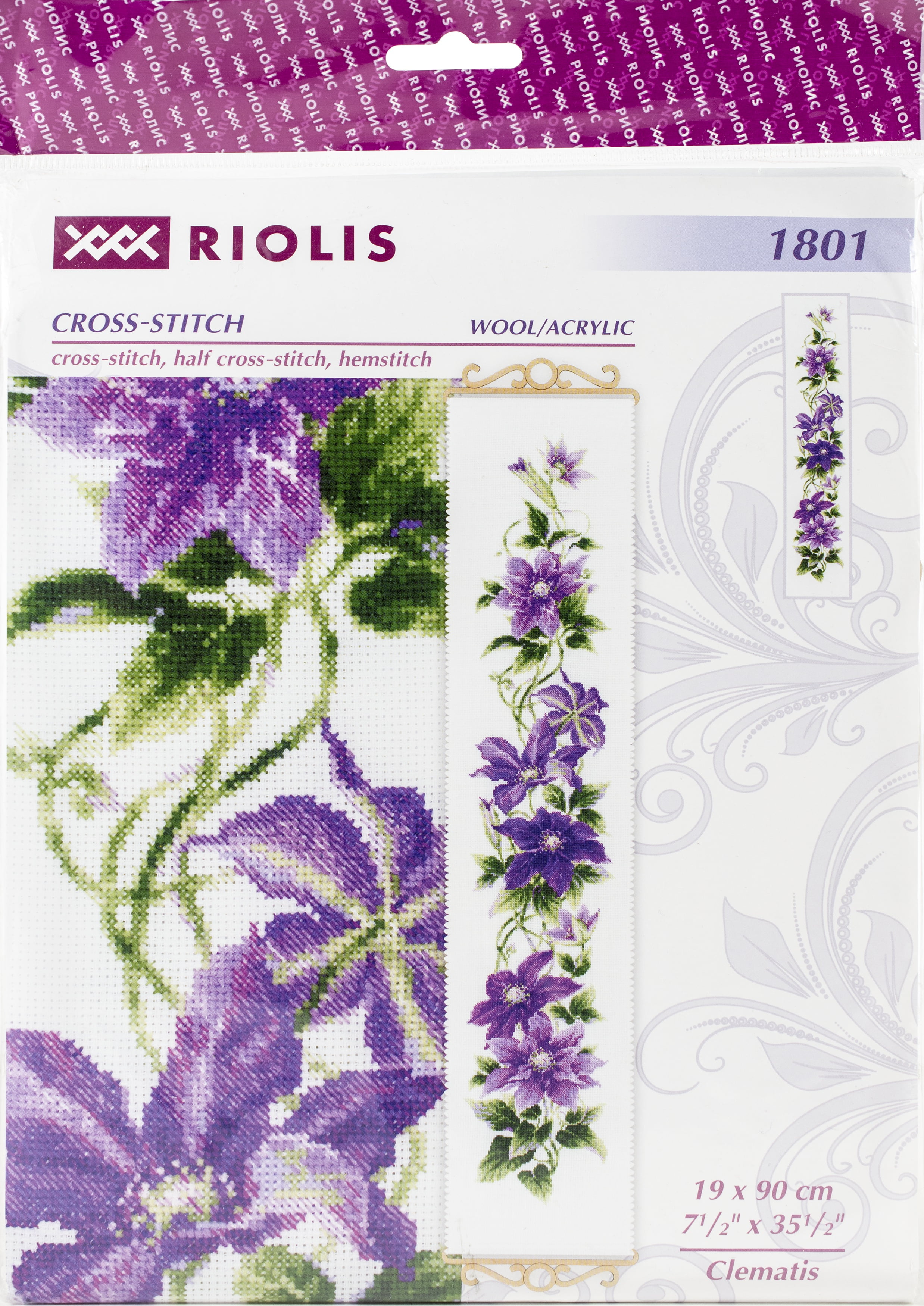 RIOLIS Counted Cross Stitch Kit 7.5"X35.5"-Clematis (14 Count