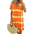 thumbnail image 4 of Plus Size Women's Summer Holiday T-Shirt Dress Tie Dye Mini Sundress Tops LIGHT BLUE M, 4 of 7