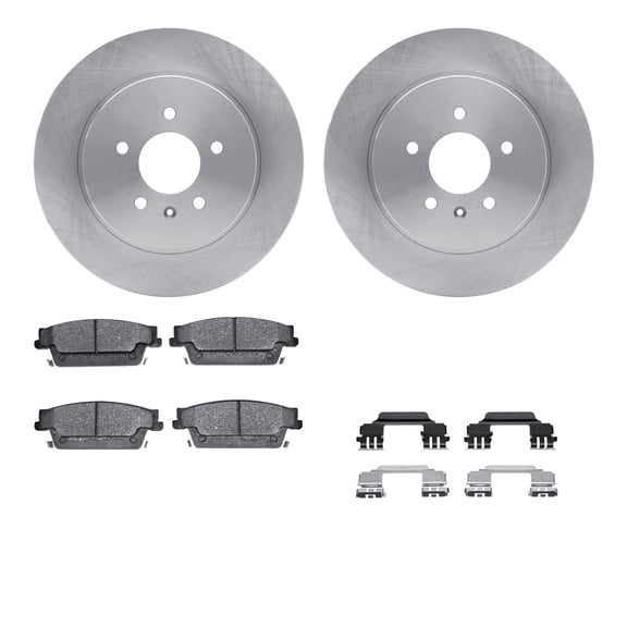 Dynamic Friction Company Rear Brake Rotors with 5000 Euro Ceramic Brake Pads includes Hardware 6612-46043