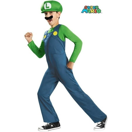 Super Mario Bros Kids Luigi Classic Halloween Costume M