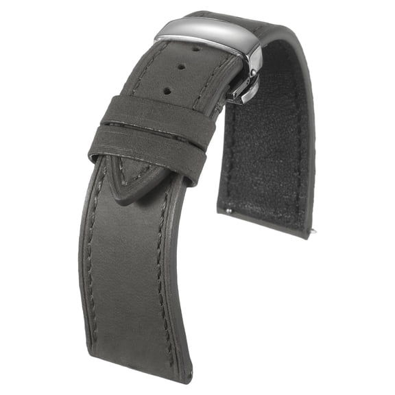Uxcell Leather Watch Band 24mm Vintage Watch Straps with Butterfly Buckle, Gray