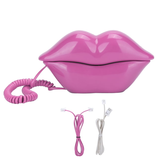 WX‑3016 - Teléfono con forma de labio para el hogar, divertido y moderno, con función de almacenamiento y cableado para EE. UU. y Reino Unido