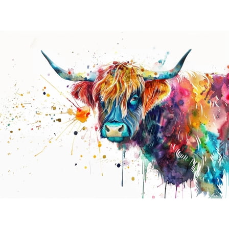 Watercolor Rainbow Highland Cow 5D Diamond Art Painting by Number Kits for Adults DIY Paint with Round Full Drill Diamond Gems Painting Art Craft for Home Wall Decor 15.8x19.8inch(2)