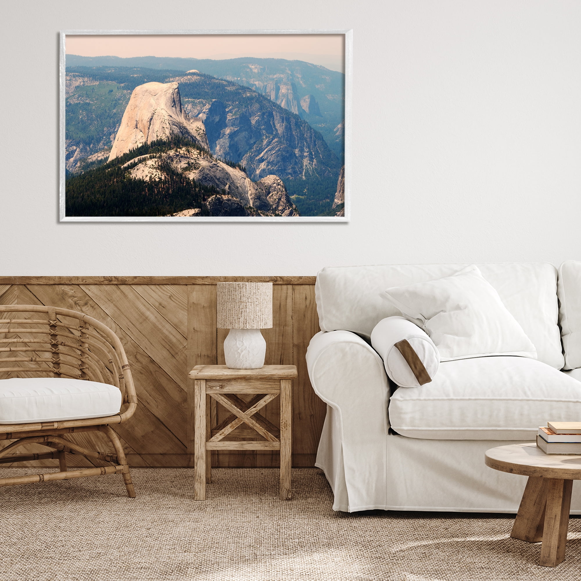 Stupell Industries Granite Monolith Above Forest White Framed Giclee Art, design by Gemma Bardot