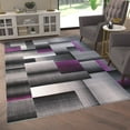thumbnail image 3 of Emma + Oliver 6x9 Modern Cubist Olefin Accent Rug in Gradient Shades of Black, Gray and Purple with Natural Jute Backing, 3 of 6