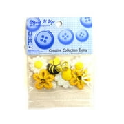 Dress It Up Buttons, Creative Collection Daisy Flower, Craft & Sewing Fasteners, Multi Color, 8 Pcs