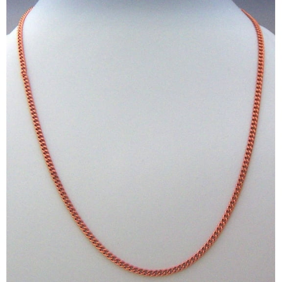 Pure Copper Necklace Made in USA 24" Long 3 mm Curb Chain Solid Copper