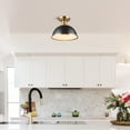 thumbnail image 2 of Globe Electric 1-Light Matte Black Indoor Semi-Flush Mount Ceiling Light Brass Accents, 2 of 9