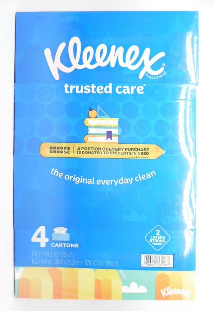 Kleenex Trusted Care Original Facial Tissues Back-To-School Exclusive 4pk/144ct