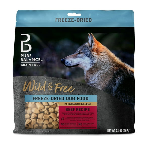 Pure Balance Wild & Free Freeze-Dried Dog Food, Beef Recipe, 32 oz