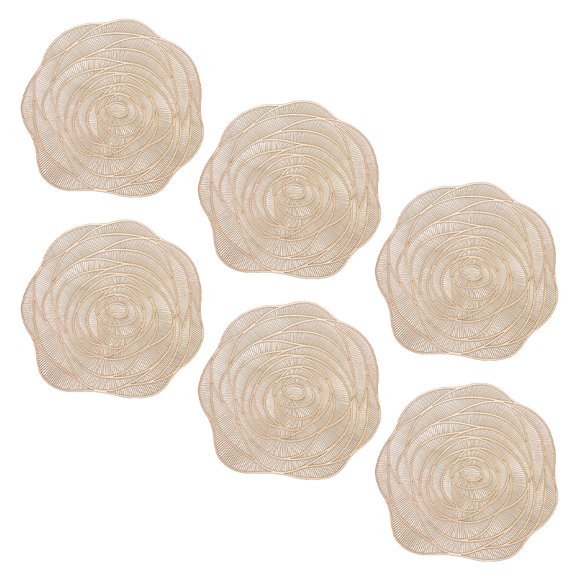 Greenadscape 6Ud Manteles Decorativos Dorados Huecos En Forma De Rosa Para Ocasiones Especiales Y Restaurante