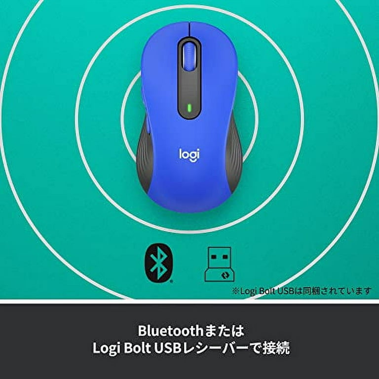 Logicool Signature M650LBL Wireless Mouse Quiet Bluetooth Large Blue  Wireless Mouse Wireless Logi Bolt Non Unifying Windows Mac iPad Android  Chrome OS Scroll Wheel Wireless Mouse Quiet Mouse M650 