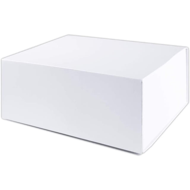White Gift Box with Lid and Magnet Closure, Medium Size, Perfect for Gifting, Product Packaging, Shipping and Storage, Measures 9" x 6.25" x 2.75", Pack of 2