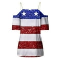 thumbnail image 5 of Dyegold Summer Tops for Women 2023 Trendy, Cold Shoulder Cami Tops for Womens Blouses Dressy 4th of July US Flag Tees Shirt Summer Casual Short Sleeve ​Tunics, 5 of 5