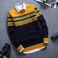 thumbnail image 3 of Suéter elegante para hombre, suéter súper suave para hombre, suéter de manga larga con patrón de moda, suéter de punto fino que mantiene el calor, 3 of 5