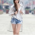 thumbnail image 3 of Xfvqtps Womens Clear Raincoat with Hooded Medium Length Black Edges Reusable Button Transparent Waterproof Cycling Hiking Rain Jackets EVA Rain Poncho Black, 3 of 3