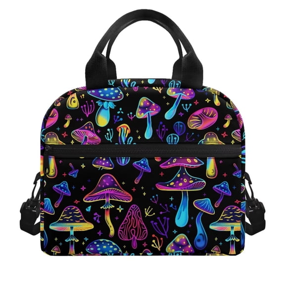 Yuyamidu Hippie Mushroom Lunch Bag for Women Reusable Lunch Tote Bag for Kids Teens High School Lunch Box for Girls 11-13 Leakproof Lunchbox Grease Proofling Lunch Cooler Bag