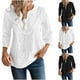 thumbnail image 1 of Talla grande Tops de tallas grandes,Camisa de gasa bordada, cuello en V y manga 3/4, blusa informal de poliéster, ajuste cómodo, para uso diario, sopatenor, 1 of 9