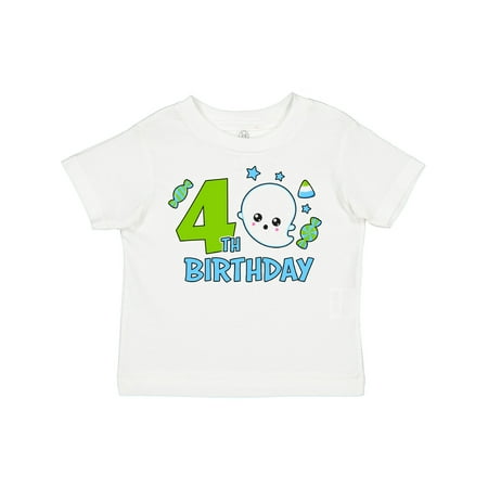 

Inktastic 4th Birthday with Ghost and Candy Halloween Gift Toddler Boy Girl T-Shirt