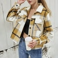 thumbnail image 5 of Lmueinov Womens Shacket Jacket Cropped Flannel Shirts for Women Plaid Button Down Shirt Fashion Fall Outfits for Women Coat Tops, S-4XL, 5 of 5
