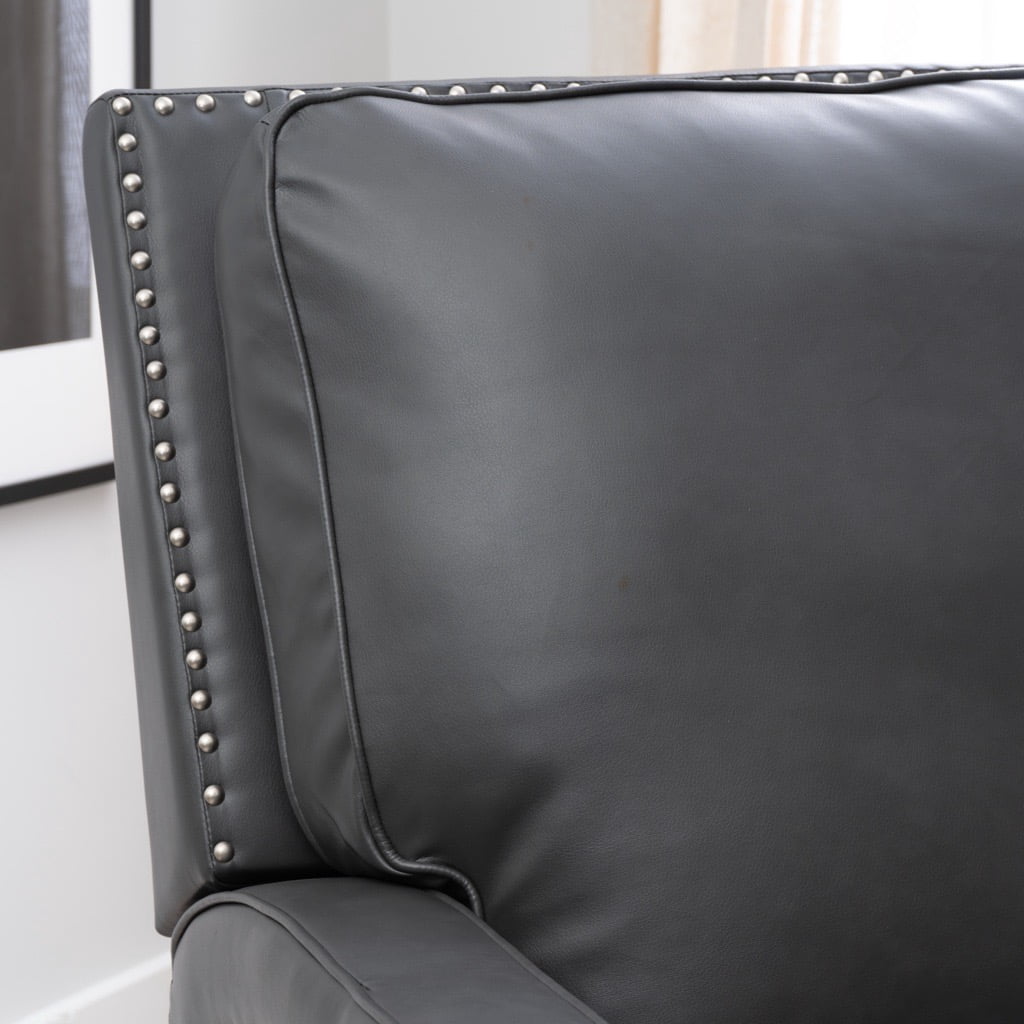Powell Hank Faux Leather Push Back Recliner, Gray