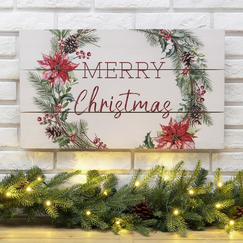 Glitzhome Wooden Merry Christmas Wall Decor