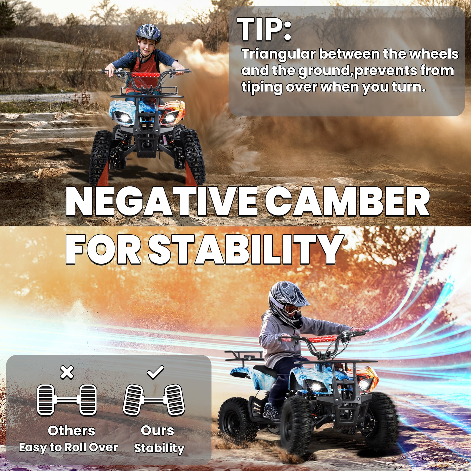 500W Dirt Quad - 36V Powered Ride On ATV, Electric Powerful 4-Wheeler for Big Kids, Up to 16 mph, Blue