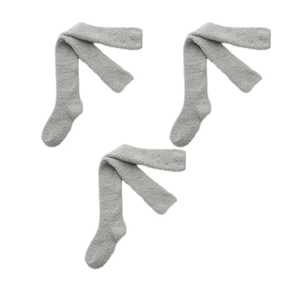 TELOLY Socks Adding Fleece for Warmth Without Bulk Wool Socks for Women Machine Washable Ankle with Fleece Lining Knee High Stockings,Style4-Gray