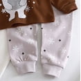 thumbnail image 5 of TOWED22 Toddler Boys Girls Cotton Pajama Set Cute Soft Pajamas Kids Winter Solid Color Cute Print Long Sleeved Home Wear Clothes Suit Baby Clothes Brown,3-6 M, 5 of 6