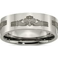 thumbnail image 1 of Titanium Polished Claddagh Laser Design 8mm Flat Band (Size 7) Made In China tb3n-7, 1 of 5