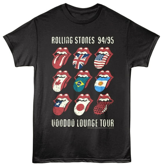 Rolling Stones - Voodoo Tongues - American Classics - Black Front Print Adult Short Sleeve T-Shirt