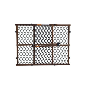 Parent's Choice Farmhouse Wooden Baby Safety Gate, Brown, 26-42 Inches