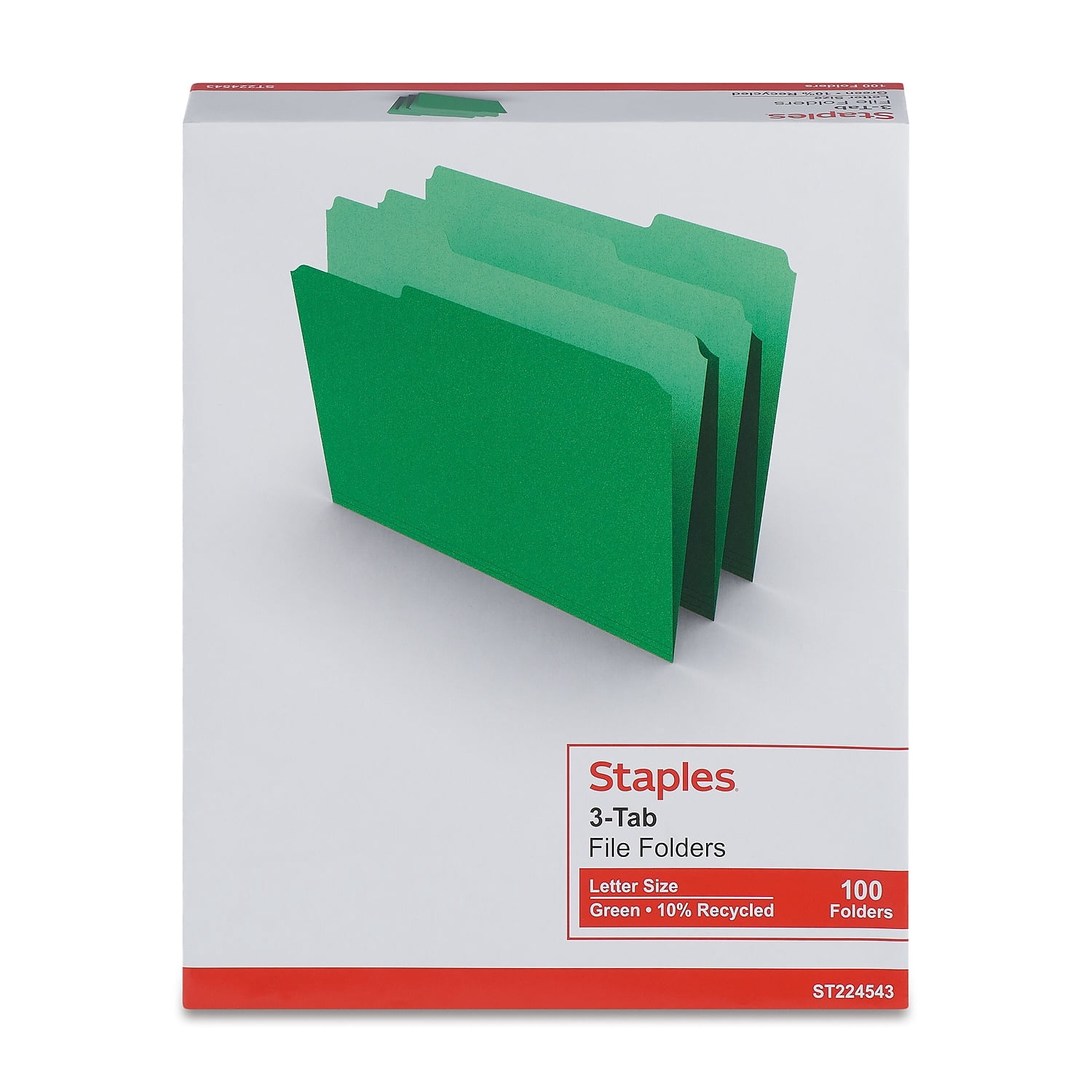 MyOfficeInnovations Colored Top-Tab File Folders 3 Tab Green Letter Size 100/Pack 224543