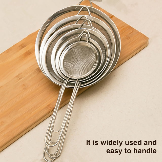 Electronicheart Fine Mesh Strainer for Kitchen Stainless Steel Tea Colander Long Handle Food Sifter Flour Sieve Baking Tool, 14cm