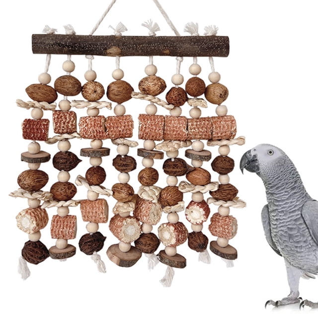 Juguetes Grandes Loros de Mástica Juguetes Color Jaula de Madera de Madera Juguete Nueces de Maíz Juguete Natural Para Guacamátricos Grises Africanos y Otras Aves Grandes